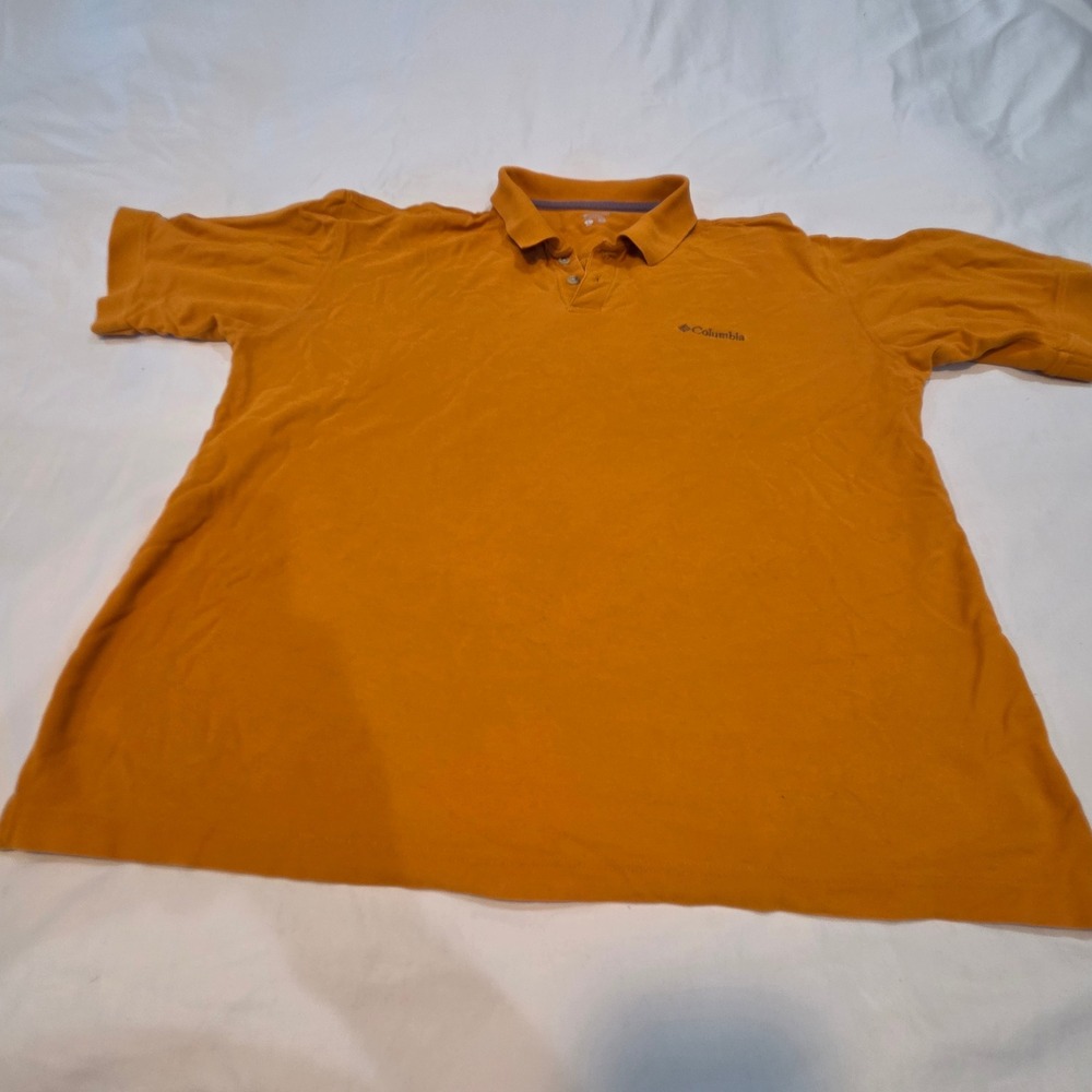 Columbia Polo Shirt Mens Large Orange Excellent Cotton Short Sleeve 210 AM2779